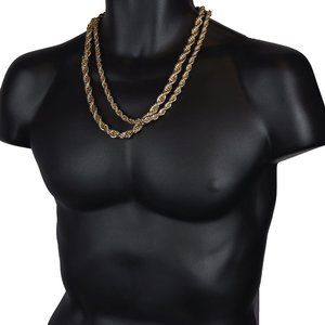 24k Gold 10mm and 7mm 24" Rope Chain